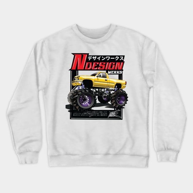 monster truck yellow Crewneck Sweatshirt by naquash